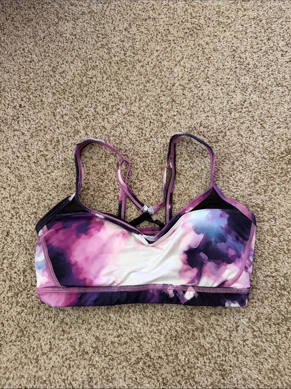 lululemon athletica Purple and Pink Tie-Dye Strappy Sports Bra